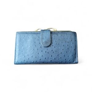 Rolfs Collection blue ostrich leather wallet.